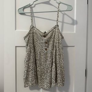 Floral green and white tank